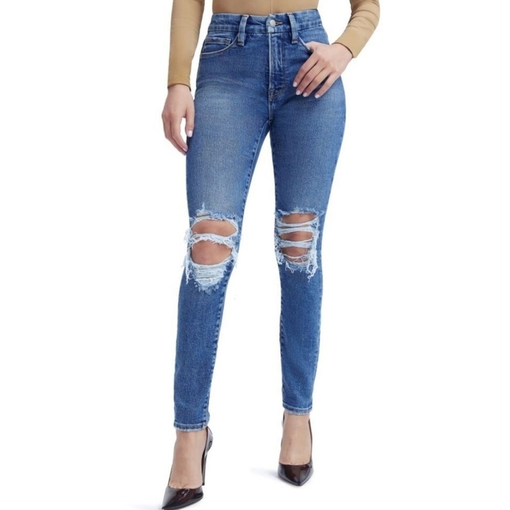 Good American Good Legs Crop Distressed Skinny Jeans Size 2/26 with 27” inseam